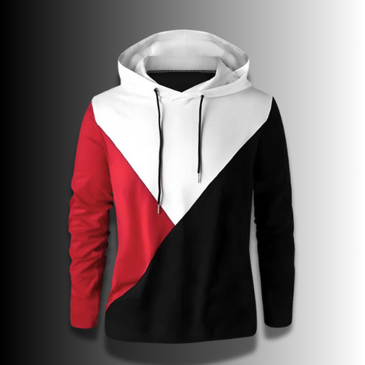 Cotton Blend Color Block Full Sleeves Hooded T-Shirt