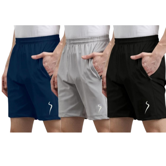 Combo of 3 Men's Cotton Polyester Shorts