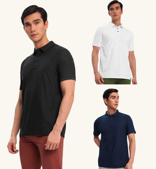 Poly Cotton Solid Half Sleeves Mens Polo T-shirt (Pack of 3)