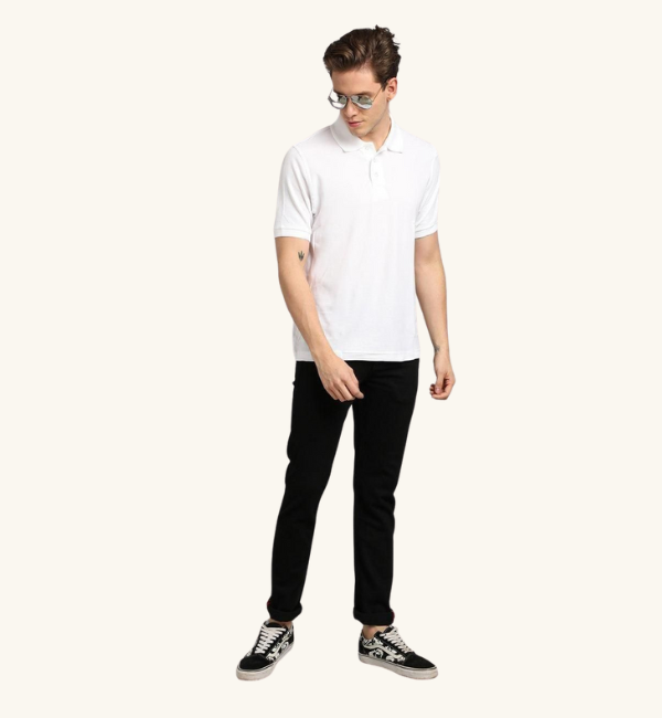 TRYTHIS Cotton Solid Half Sleeves Polo Neck Mens Shirt