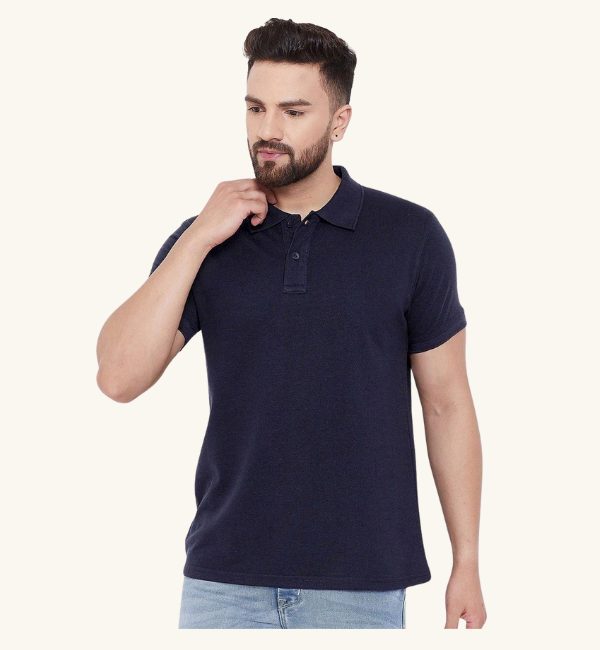 Cotton Blend Solid Half Sleeves Polo T-Shirt