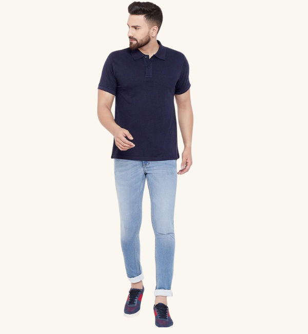 Cotton Blend Solid Half Sleeves Polo T-Shirt