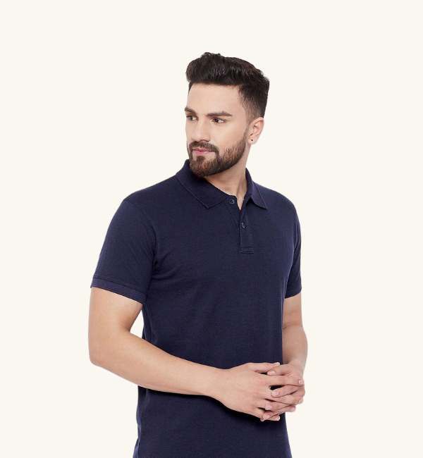 Cotton Blend Solid Half Sleeves Polo T-Shirt