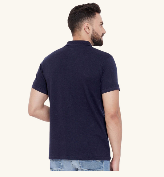 Cotton Blend Solid Half Sleeves Polo T-Shirt