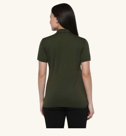 Ketex Bottle Green Cotton Blend Polo Neck Tshirt
